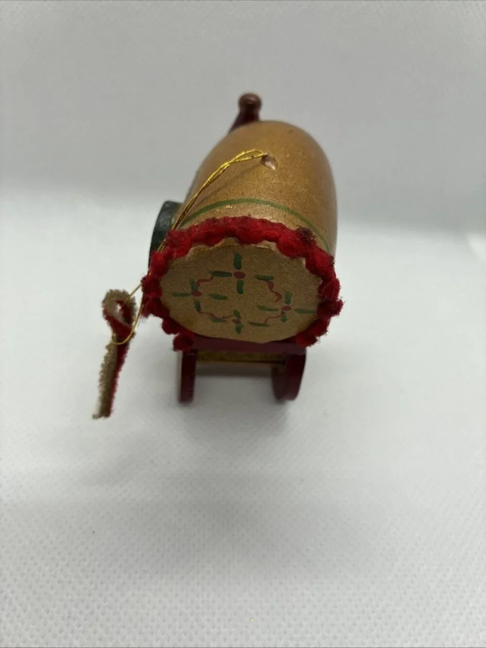 Vintage Wooden Santa Noel Covered Wagon Christmas Ornament Rustic Holiday Decor